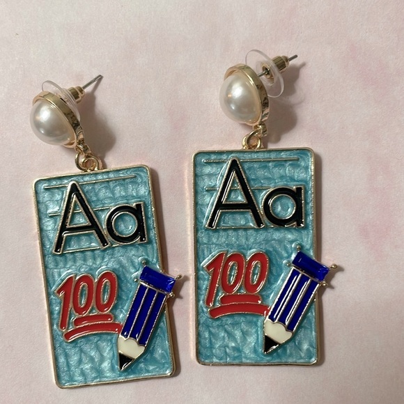 School Paper A 100 Enamel Drop Earrings - Picture 9 of 11